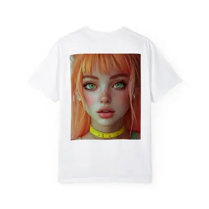 Anime Girl Orange Hair Green Eyes Portrait
