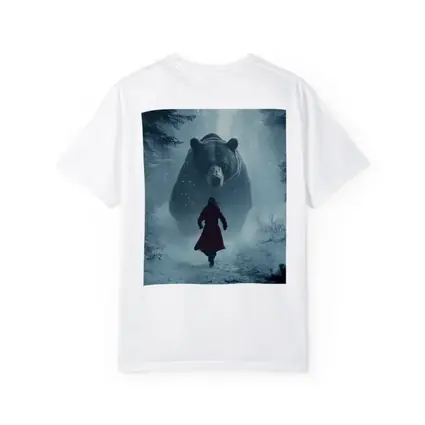 Woman Running From Giant Bear Winter Forest