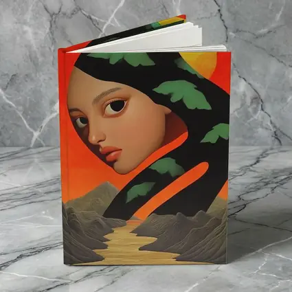 Surreal Woman Face Mountains Sunset Art