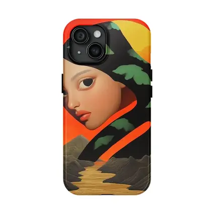 Surreal Woman Face Mountains Sunset Art