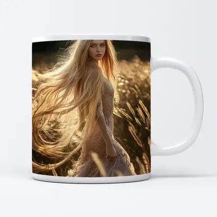 Blonde Woman Golden Field Sunlight Portrait