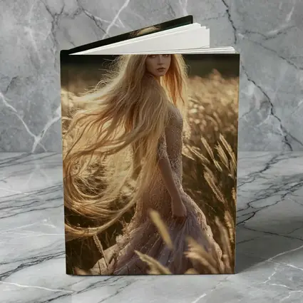 Blonde Woman Golden Field Sunlight Portrait