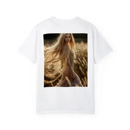 Blonde Woman Golden Field Sunlight Portrait