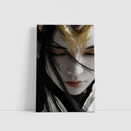 Fantasy Woman Gold Crown Dark Background