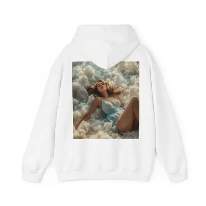 Woman Resting Among Dreamy White Clouds