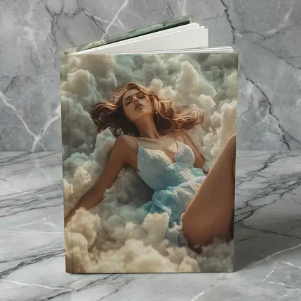 Woman Resting Among Dreamy White Clouds