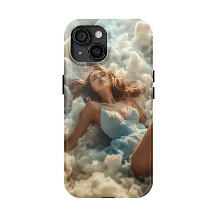 Woman Resting Among Dreamy White Clouds