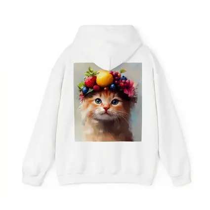 Fluffy Kitten Wearing Colorful Fruit Crown