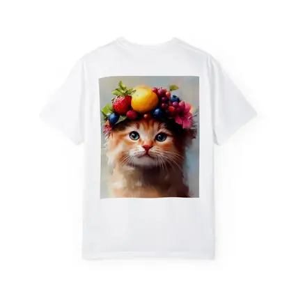 Fluffy Kitten Wearing Colorful Fruit Crown