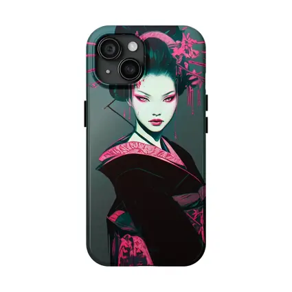 Dark Geisha Pink Ink Cyberpunk Art