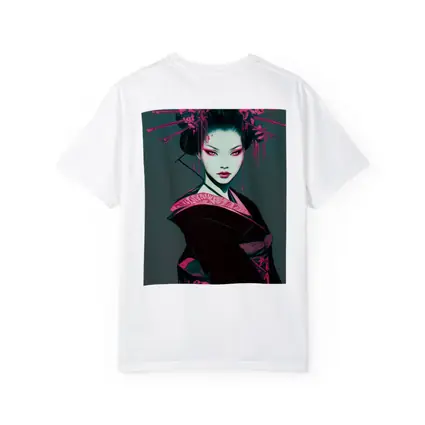 Dark Geisha Pink Ink Cyberpunk Art