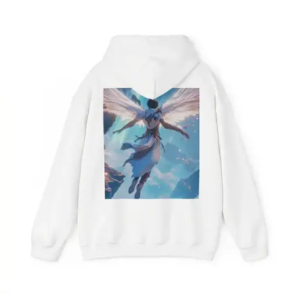 Anime Angel Flying Through Glowing Sky