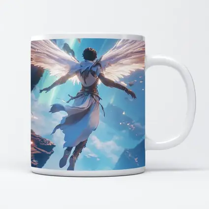 Anime Angel Flying Through Glowing Sky