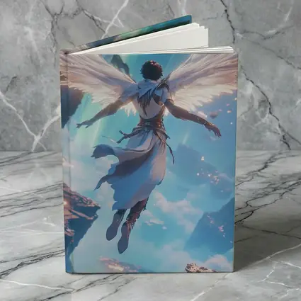 Anime Angel Flying Through Glowing Sky