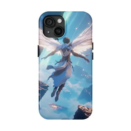 Anime Angel Flying Through Glowing Sky