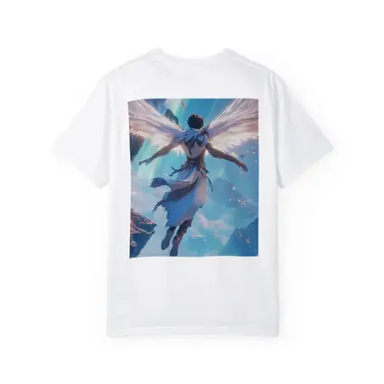 Anime Angel Flying Through Glowing Sky