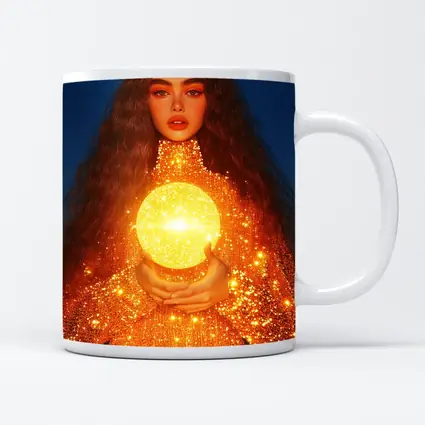 Woman Holding Glowing Golden Orb Night