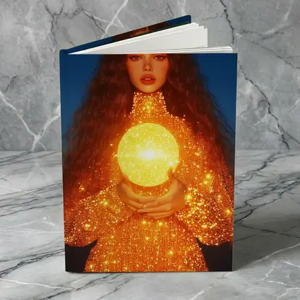 Woman Holding Glowing Golden Orb Night