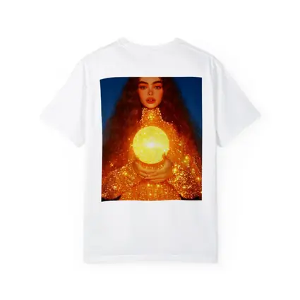 Woman Holding Glowing Golden Orb Night