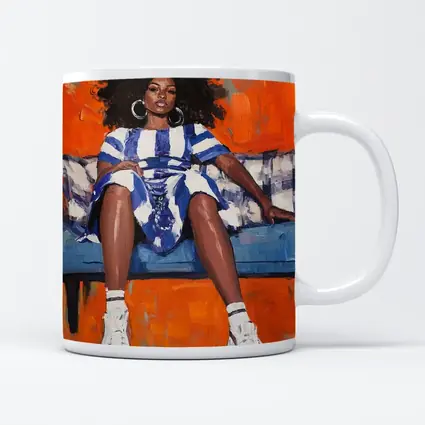Black Woman Portrait Bold Orange Oil Painting