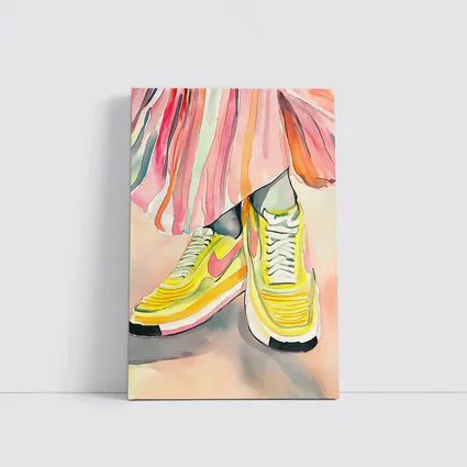 Yellow Nike Sneakers Watercolor Fashion Illustration