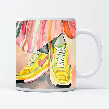 Yellow Nike Sneakers Watercolor Fashion Illustration