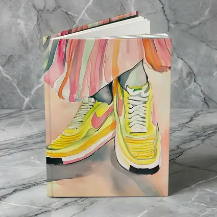Yellow Nike Sneakers Watercolor Fashion Illustration