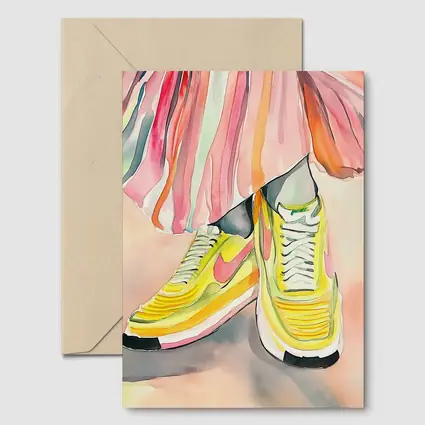 Yellow Nike Sneakers Watercolor Fashion Illustration