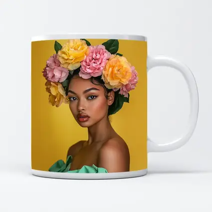 Woman Flower Crown Yellow Background Portrait