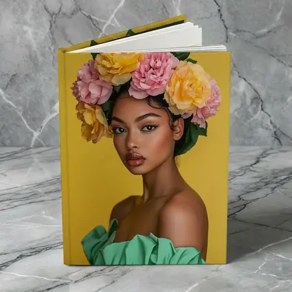Woman Flower Crown Yellow Background Portrait