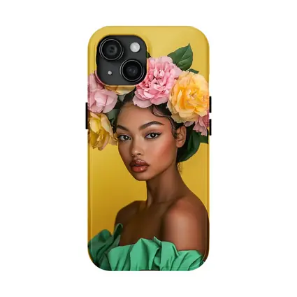 Woman Flower Crown Yellow Background Portrait