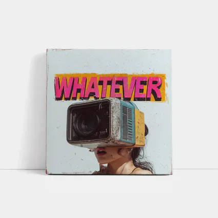 Whatever Retro Camera Head Woman Art