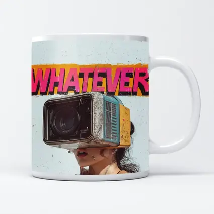 Whatever Retro Camera Head Woman Art