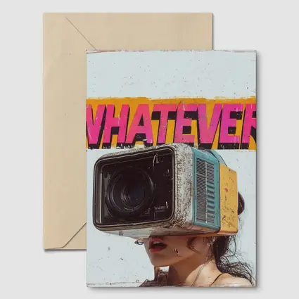 Whatever Retro Camera Head Woman Art