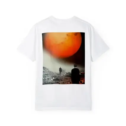 Men Walking Toward Mars Surreal Landscape