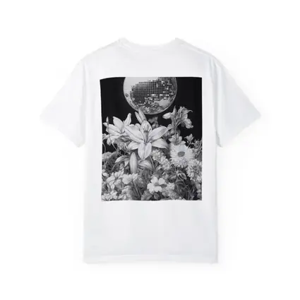 Disco Ball Florals Black White Drawing