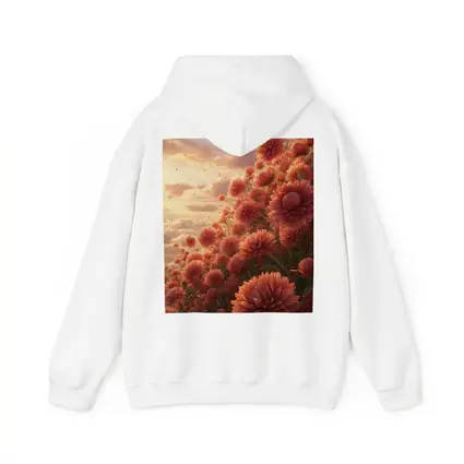Red Chrysanthums Field Golden Sunset Sky