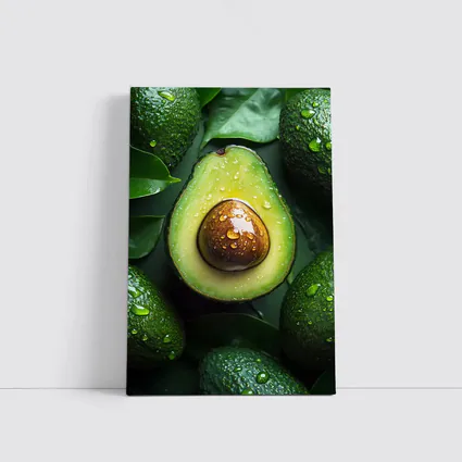 Fresh Avocado Halved With Water Droplets