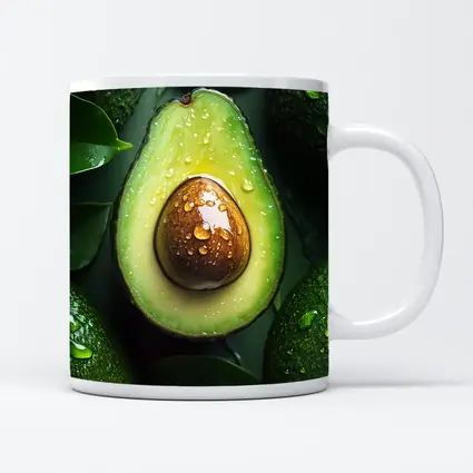 Fresh Avocado Halved With Water Droplets
