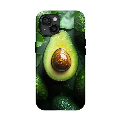 Fresh Avocado Halved With Water Droplets