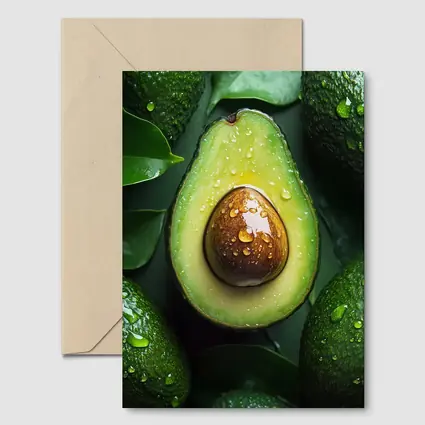 Fresh Avocado Halved With Water Droplets