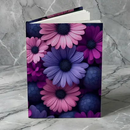 Pink Purple Daisy Flowers Dark Blue Spheres