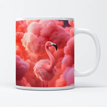 Pink Flamingo Surrounded by Fluffy Pink Clouds