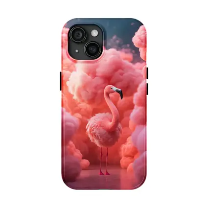 Pink Flamingo Surrounded by Fluffy Pink Clouds