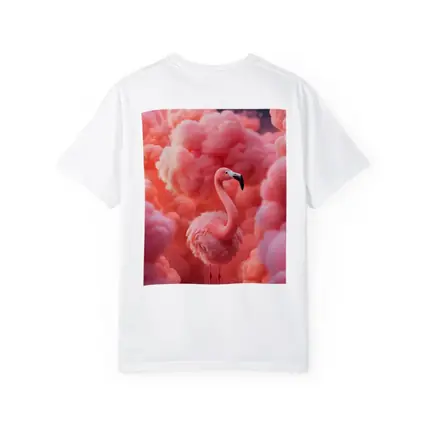 Pink Flamingo Surrounded by Fluffy Pink Clouds