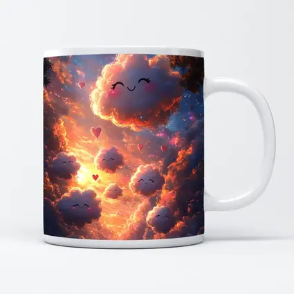 Cute Smiling Clouds Hearts Sunset Sky