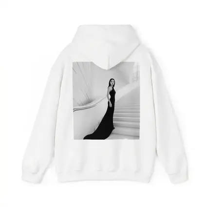 Woman Black Gown White Architectural Staircase