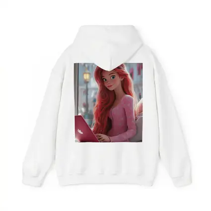 Red Hair Girl Pink Laptop Cartoon Art