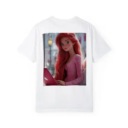 Red Hair Girl Pink Laptop Cartoon Art