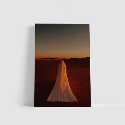 Ghost Figure Walking Desert Sunset Dunes